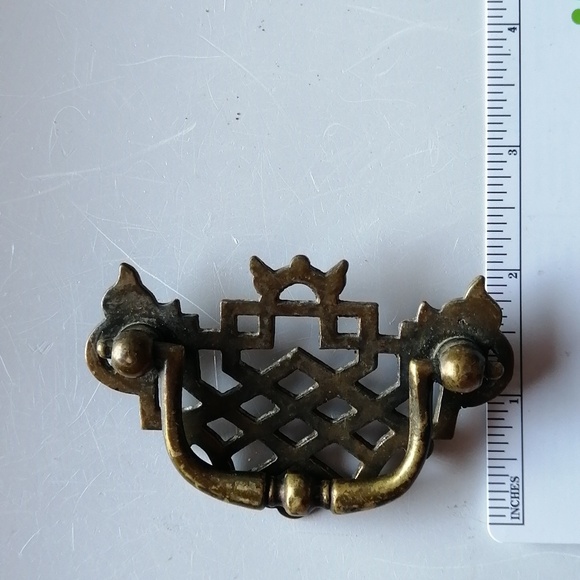 Two Large Vintage Chippendale Drawer Cabinet Bail Pull Handles with Swing - Picture 7 of 7